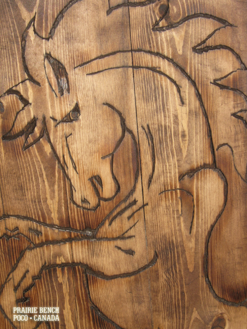 Prairie Bench wood horse shield 2